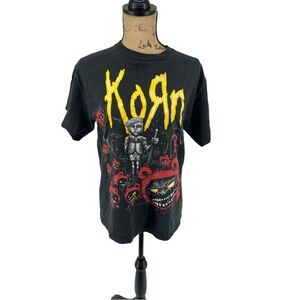 Vintage KORN Tshirt Red Bear Zombies Giant Y2K Faded Black Cotton Metal Casual